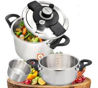 QUIXO Autocuiseur 6+4L VitaSmart Cocotte Minute Induction | Fermeture QuickSafe avec Signal de cuisson NutriBoost (6+4L Set)