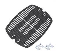QuliMetal 7644 Grille de Cuisson en Fonte - Pièces de Rechange pour Weber Q100, Q120, Q1000, Q1200, Q1400, Série Baby Q Barbecue à Gaz, 32,3 × 21,6 cm, Lot de 2