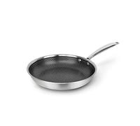 Qulinart by Brandt, Poêle en Acier Inoxydable Triply, Revêtement Nid d'Abeille Anti-Adhésif et Anti-rayures, Tous Feux dont Induction, Sans PFOA ni Couvercle, Argenté… (24 cm)