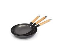 Qulinart by Brandt, Poêle en fonte ultra légère avec couche anti-adhésive en nid d’abeille, Set de 20, 24 & 28 cm, Tous Feux dont Induction, Sans PFOA, chauffe de manière homogène et rapide