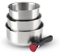 Qulinart Set de poêles à griller en acier inoxydable, poignée amovible - Set de 3 pièces