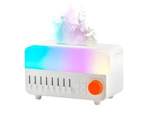 QUMOX Humidificateur à bruit blanc A14 avec lumière flamme, haut-parleur Bluetooth et réservoir de 150 ml - Humidificateur à brume avec lumière RGB respirante, minuterie 5 heures, luminosité,blanc