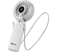 QUMOX Mini Ventilateur Brumisateur Portable, Rechargeable USB Pliable avec Affichage Numérique de Batterie 3 Vitesses, Ventilateur de Poche et de Bureau pour Voyage, Bureau, Été,blanc Blanc