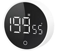 QUMOX Minuteur Numérique F5 avec Compte à Rebours et Chronomètre - Molette Rotative, Volume Réglable, Aimant Intégré, Piles AAA - Idéal pour Cuisine, Étude, Bureau - Blanc
