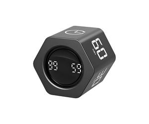 Qumox Minuteur Pomodoro F6 - Minuteur Hexagonal à Gravité, Silencieux, avec Vibration, Alerte Sonore et Recharge USB - pour Travail, Études, TDAH, Gestion du Temps