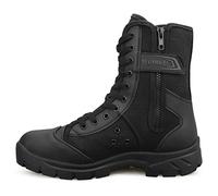 QUNLON Hommes Bottes Militaires Noires Rangers Militaire Homme Bottes Moto Homme Bottes de Combat avec Zip Latéral Botte Airsoft Tactiques en Plein Air