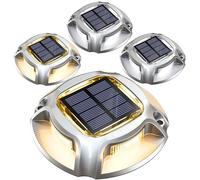 Quntis 4Pcs Lampe Solaire Extérieur Jardin Blanc Chaud/Froid, Aluminium Charge jusqu'à 20T Balise Solaire Eclairage Etanche IP68, Spot LED pour Sol Chemin Allée Escalier Terrasse Pont