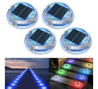 Quntis 4Pcs Spot Solaire Exterieur 8-1 Multicolore, Lampe Solaire Extérieur Jardin Etanche IP68, Auto Éclairage pour Chemins Sol Lumière Solaire pour Escalier Terrasse Pont Cour Piscine