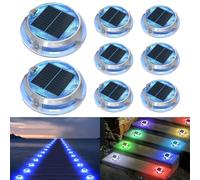 Quntis 8Pcs Lampe Solaire Sol Extérieur 8-1 Couleur LED, Spot Solaire Exterieur Jardin Etanche IP68, Lumière Solaire Auto Éclairage, Lampe Solaire Sol pour Piscine Escalier Terrasse Chemin Pont Cour