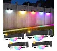 Quntis Applique Murale Exterieur Solaire Lot de 4 avec Effet Lumineux Linéaire, IP44 Lampe Solaire Exterieur Murale, Applique Solaire Blanc Chaud/Froid et Modes RGB pour Mur, Clôture, Cour, Terrasse