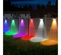 Quntis Applique Solaire Exterieur Lot 8, IP44 Étanche RGBCW Solaire Lampe | 11 Modes Éclairage, Blanc Chaud & Froid & RGB, Auto Allumage, Sans Fil, Montage Facile, pour Jardin Murale Terrasse