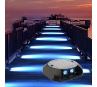 Quntis Lot de 4 Lampe Solaire Exterieur Bleu, Lampe Solaire IP65 Étanche | Lampe Solaire Escalier Bleue, Unidirectionnelle, Auto ON/OFF, Sans Fil, Installation Facile, pour Jardin Patio Garage Marche