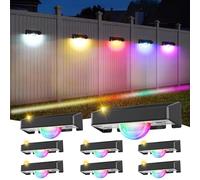 Quntis Lot de 8 Applique Murale Exterieur Solaire avec Effet Lumineux Linéaire, IP44 Lampe Solaire Exterieur Murale, Applique Solaire Blanc Chaud et 11 Modes RGB pour Mur, Clôture, Cour, Terrasse