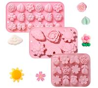 QUNXON Lot de 3 moules à chocolat en silicone - Moule à pralines en silicone - Moule en silicone - Papillon - Moule à glaçons en silicone - Moule en silicone - Fleurs pour chocolat, bonbons, glaçons