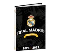 Quo Vadis - Agenda année scolaire - 2026-2027 - Eurotextagenda - Journalier - Multilingue - Real Madrid - Noir - 12 mois de août à juillet - 12x17 cm