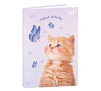 Quo Vadis - Cahier de textes - Français - Mes potes à pattes mignons - Chat papillon - Journalier - 15x21 cm - Papier Clairefontaine blanc - Fabrication française