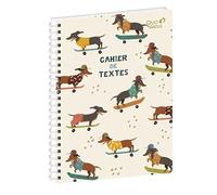 Quo Vadis - Cahier de textes - Spiralé - Français - Animascot - Chien - Journalier - 15x21 cm - Papier Clairefontaine blanc - Fabrication française