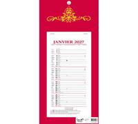 Quo Vadis Calendrier mural bloc mensuel - 16 x 33,5 cm - Rouge - 2027