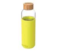 Quokka 84124974000966 Bouteille Ronde en Verre avec Housse en Silicone, 660 ML, Vert Fluo