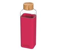 Quokka Bouteille carrée Storm Maroon 700 ml avec bouchon à vis en bambou