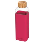 Quokka Bouteille carrée Storm Maroon 700 ml avec bouchon à vis en bambou