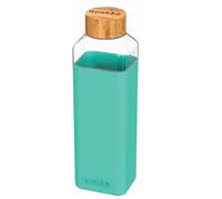 Quokka 8412497400249 Bouteille carrée en Verre avec Housse en Silicone, 700 ML de capacité, Vert bleuté