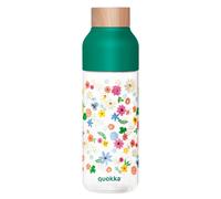 Quokka Bouteille d'eau réutilisable ICE FLOWER STRIPES 720 ml Ecozen bouchon bois motif floral vert