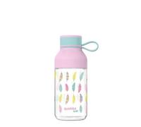 Quokka KIDS ICE FEATHERS | BOUTEILLE FABRIQUÉE EN ECOZEN AVEC CROCHET EN ACIER INOXYDABLE 430 ML