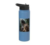 Quokka Selfie avec dinosaure T-Rex Stainless Steel Insulated Water Bottle