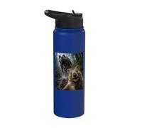 Quokka Selfie avec dinosaure T-Rex Stainless Steel Insulated Water Bottle