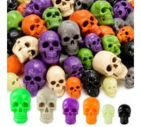 Quorumsg 150 Pièces Mini Têtes de Mort en Plastique pour Halloween | Multicolore Décorations D'halloween, Tête de Squelette Mini Réalistes pour Fête et Accessoires Effrayants Intérieur et Bar