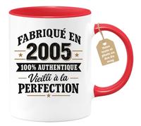 quotedazur Café-Croissant - Mug Anniversaire 2005 - Rouge/Céramique | Mug anniversaire 2005, parfait cadeau rétro. Design unique et collection authentique.