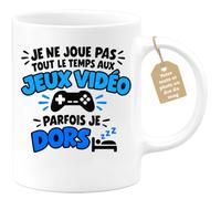 quotedazur Café-Croissant - Mug Motif Humour Gamer - Blanc/Céramique | Mug humoristique pour gamer avec un message drôle