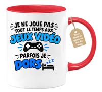 quotedazur Café-Croissant - Mug Motif Humour Gamer - Rouge/Céramique | Mug humoristique pour gamer avec un message drôle