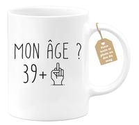 quotedazur Café-Croissant - Mug Personnalisable Texte Photo Humour Anniversaire 40 Ans Mon Âge Doigt Honneur - Cadeau Noël Original Quarantenaire Homme Femme Tasse 1986 - Blanc/Céramique