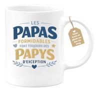 quotedazur Café-Croissant - Mug Personnalisé Papa Annonce Papy Texte Photo - Tasse Fête Des Pères Papas Formidables Futur Papys D'exception - Cadeau Drôle - Blanc/céramique