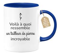 quotedazur Café-Croissant - Mug Personnalisé Tasse Cadeau Noël Voilà À Quoi Ressemble Un Tailleur De Pierre Incroyable - Bleu/Céramique