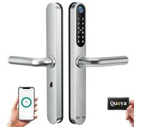 QUOYA D1 Poignée de serrure de porte intelligente, angle de rotation maximal de 75 °, étanchéité IP55, entrée sans clé, rétrofit fin, méthode de déverrouillage (empreinte digitale, carte RFID, broche
