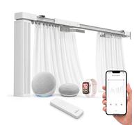 QUOYA QL500 Rail de rideau électrique intelligent, rail motorisé avec application, voix, télécommande 【Réglable jusqu'à 3 mètres】【Moteur WiFi compatible avec Alexa, Google, Siri, Apple Watch】