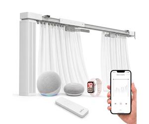 QUOYA QL500 Rail de rideau électrique intelligent, rail motorisé avec application, voix, télécommande 【Réglable jusqu'à 3 mètres】【Moteur WiFi compatible avec Alexa, Google, Siri, Apple Watch】