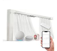 Quoya Rail de rideau électrique intelligent QL600, moteur motorisé, longueur réglable jusqu'à 3 m, compatible Alexa, Google, Siri, Apple Watch (supports muraux non inclus)