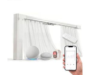 Quoya Rail de rideau électrique intelligent QL600, moteur motorisé, longueur réglable jusqu'à 3 m, compatible Alexa, Google, Siri, Apple Watch (supports muraux non inclus)