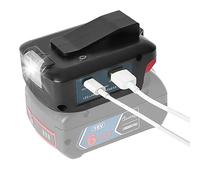 QUPERR Adaptateur Chargeur USB pour Batterie Professionnelle Bosch 18V avec Port DC 12V & Double Ports USB & Lampe de Travail LED & Clip Ceinture (Batterie Non Incluse)