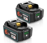 QUPERR Lot de 2 batteries de rechange 18 V 6000 mAh BL1860B compatibles avec les batteries Makita 18 V BL1830, BL1830B, BL1860B, BL1840, BL1850, BL1860, BL1835, BL1845, 194205-3 LXT-400, avec
