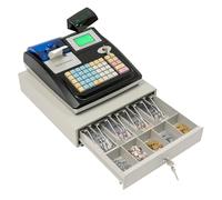 Qurib Caisse enregistreuse électronique 48 touches Kiosk | Kaisse enregistreuse pour supermarché, kiosque, 4 compartiments à billets, 5 compartiments pour pièces de monnaie
