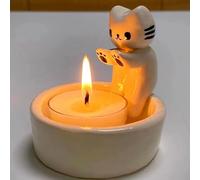 Qurygin Bougeoir en Forme de Pattes de Chat - Photophore pour Bougie Chauffe-Plat en Forme de Chaton, bougeoir en Forme de Chat, Adorable bougeoir Fait à la Main, 6 x 6 cm