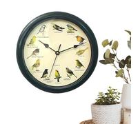 Qurygin Horloge Murale Murale de 25 cm, Horloge d'oiseau Chantant, Coucou Parlant à Suspendre, horloges silencieuses dynamiques intéressantes, avec 12 espèces d'oiseaux indigènes