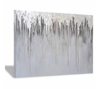 QUSAAOU Sur Toile Impression abstraite goutte peinture texturée Minimalisme Pour Salon Chambre Decoration Peinture Toile Tableau Murale Art Moderne Maison Tableau Affiche Sans(Gris)-40x60cm Encadrée