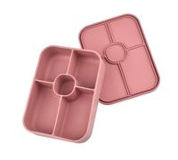 Qusinfc Boîte à bento en silicone conviviale avec 5 sections individuelles avec couvercle résistant aux déversements, porte-repas pour usage domestique, camping, boîte à déjeuner anti-fuite