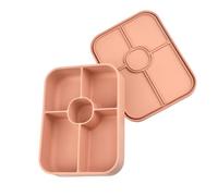 Qusinfc Boîte à bento en silicone conviviale avec 5 sections individuelles avec couvercle résistant aux déversements, porte-repas pour usage domestique, camping, boîte à déjeuner anti-fuite
